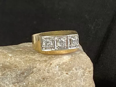 14K Yellow Gold 3/4 CT Diamond Ring 10.18g Fine Jewelry Sz 8.25 Band Round Prong • £827.10