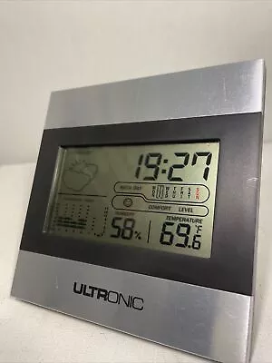 Ultronic Multi-Function LCD Weather Station/Alarm Clock Silver Black • $14