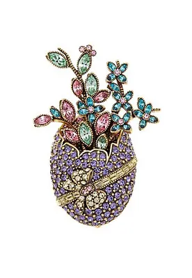 $189.90 • Buy Heidi Daus SPRING ARRANGEMENT Crystal  FLOWERS Easter EGG  Pin
