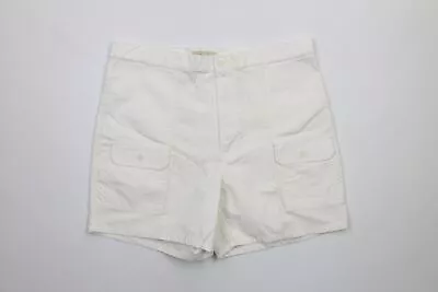 Vintage 90s Streetwear Mens 36 Distressed Above Knee Cargo Shorts White Cotton • $35.95