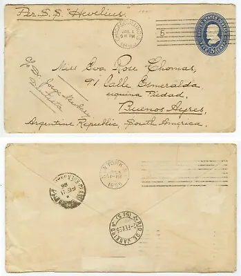 1895 Chicago Illinois 5ct PSE To Buenos Aires Argentina Via Steamship Hevelius • $10