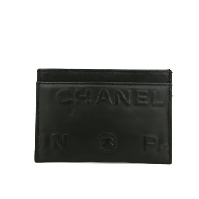 $99 • Buy CHANEL Logos Lambskin Card Case Holder Short Purse /5L1073