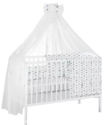 Baby Canopy Drape Mosquito Net With Ribbon ONLY COTBED/ COT Grey Blue Stars • £28.99