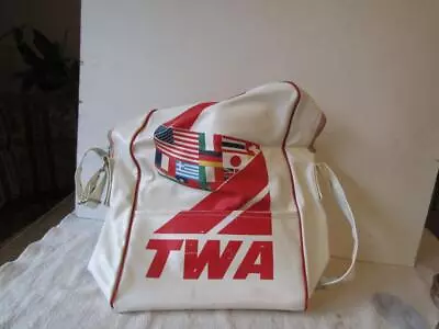 Vintage TWA International Flags Pattern Flight Bag Carry On  5x10x12  Trans Worl • $24.99