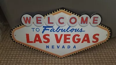 Las Vegas Welcome Nevada USA Aprox 16  X 8.5  Metal Wall Plaque Hanging Sign • £20