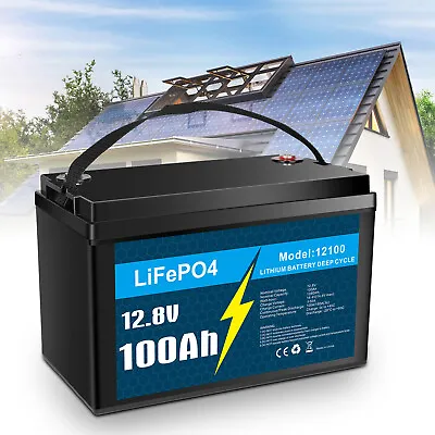 12V 100AH LiFePO4 Deep Cycle Lithium Battery For RV Marine Off-Grid Solar 5000+ • $185.99