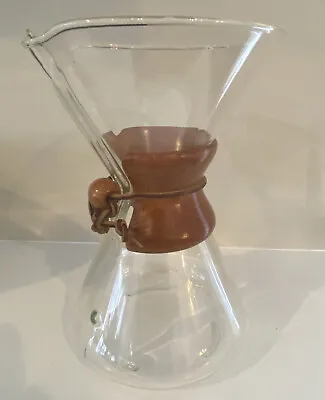 Vtg Chemex Brand 9.5  Glass Pour Over Coffee Pot Maker Carafe Usa Green Stamp • $144