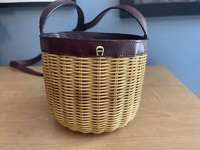 Vintage Etienne Aigner Fishing Creel Woven Basket Handbag With Leather Strap • $39.99