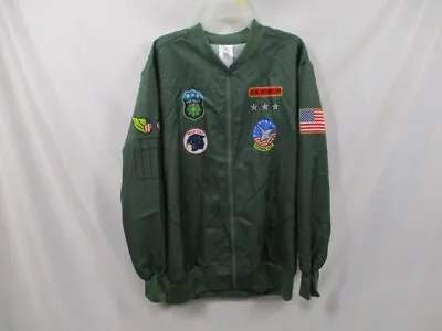 US Aviator Costume Mens Small Jacket Green Zip Up Long Sleeve Halloween • $24.99