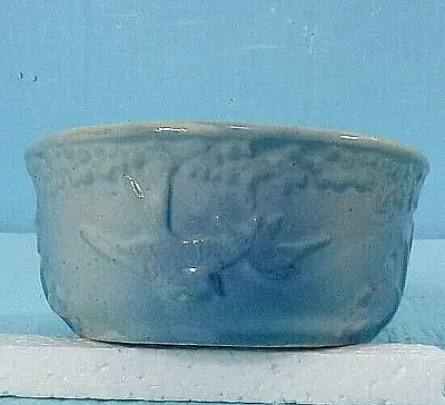 Antique Vintage Blue & White Stoneware Flying Bird 4 1/2  Berry Fruit Bowl • $135