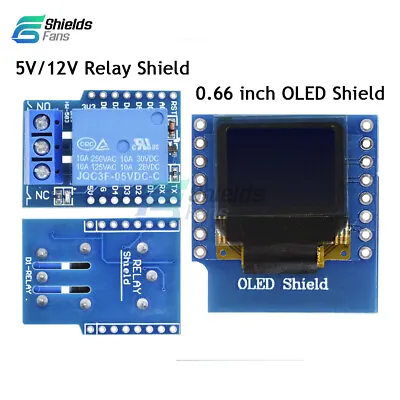 WeMos D1 Mini Wifi 1CH Relay Shield 0.66 Inch OLED I2C 5/12V For ESP8266 Arduino • $3.06