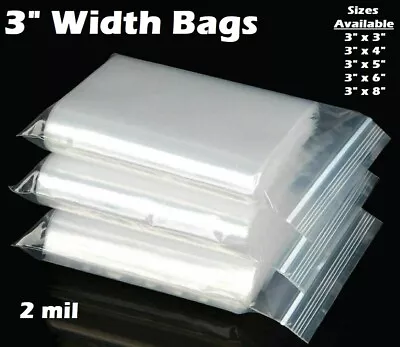 3  Clear Zip Seal Bags Poly Plastic Reclosable Top Lock Zipper 2mil Mini Baggies • $0.99