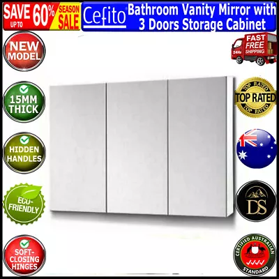 Cefito Bathroom Mirror Cabinet Vanity Medicine White Shaving Storage 900mmx720mm • $133.63