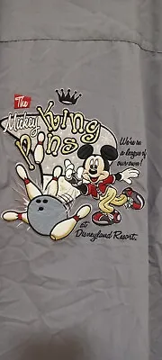 Disney Mens Gray Mickey Mouse King Pins Club Bowling Shirt Embroidered  Size L • $59
