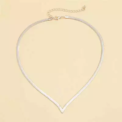 Flat Chain Punk Choker V-Shaped Short Collar Necklace For Women • £28.19