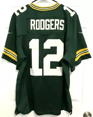 AARON RODGERS 12 Green Bay Packers Men Green Sewn Football Jersey 44 Nike On • $9.99