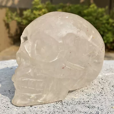 1.76LB Natural Clear Quartz White Crystal Hand Carved Skull Reiki Healing • $0.99