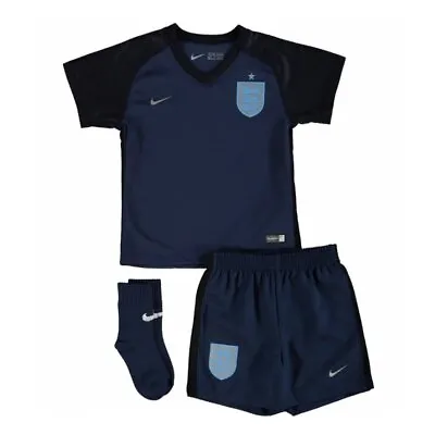 England Away Nike Baby Kit 9-12 Months  Boy Girls Blue 3 Piece Set Socks Shorts • £22.99