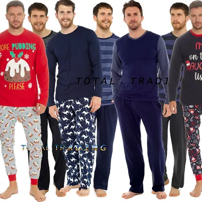 Mens Pyjama Long Sleeve Top Trousers Pj Nightwear Cotton Lounge Wear  PYJAMAS  • £14.95