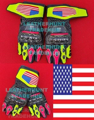 Monster Energy Motorbike/Motorcycle Riding/Racing Leather Gloves GXSR American • $135