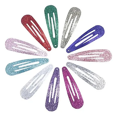 50 Mixed Glitter Color Metal Snap Barrettes Hair Clips 2  BB Hairpins For Girls • $4.05