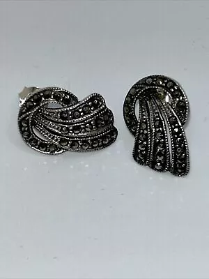 Vintage Art Deco Style Marcasite 925 Post Earrings Estate Ex Condition • $19.99