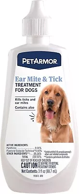 Petarmor Ear Mite And Tick Treatment For Dogs 3 Oz Free Shipping • $7.30