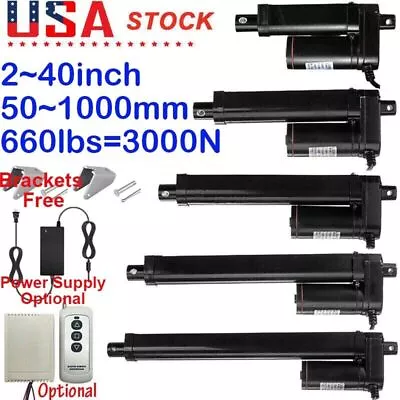 DC 12V 2 ~40IN Linear Actuator Heavy Duty Waterproof 3000N 660lbs 0.2 /s IP65 • $57.99