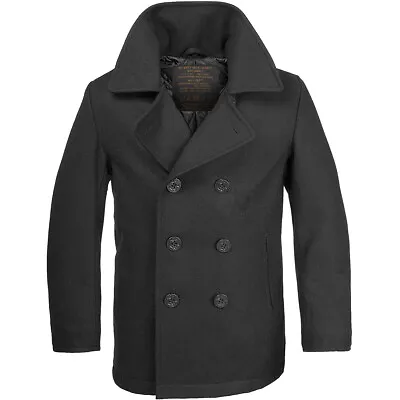 Vintage Style US Navy Pea Coat Mens Jacket Classic Army Reefer Coat Black S-5XL • $137.95