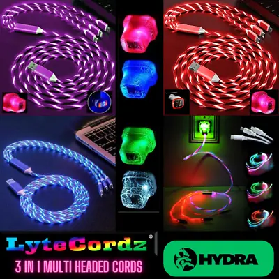 LED Light Up 3 In 1 Multi Charging Charger Cable Cord - Iphone Android Type C • $12.99