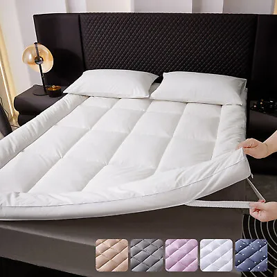 Mattress Topper Pad Soft Microfiber Filled Mattress Cover Protector With Strap • $42.65