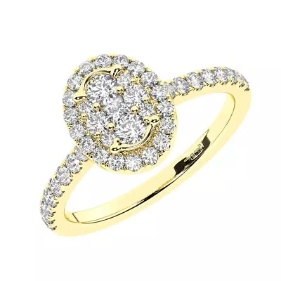 9K Yellow Gold 1.00CT 100% Natural Round & Princess Cut Diamond Engagement Ring • £738.40