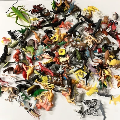 $17.49 • Buy Mixed Lot Small Plastic Zoo Animals Jungle Safari Dinasours Wildlife Crafting