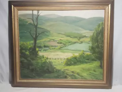 Vintage Landscape Oil Painting On Canvas Board Signed 20  By 24  • $99.99