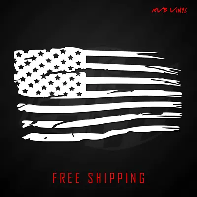 Distressed Tattered American Flag Vinyl Decal Sticker | Ripped Torn USA 641 • $6.99