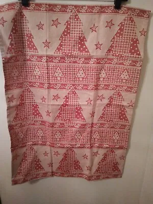 Olive & Thyme Christmas Trees  Stars Table Runner Mantle Scarf Doily Red Tan • $14.99