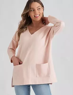 $18.09 • Buy Rockmans Long Sleeve V Neck Trim Pocket Top Womens Clothing  Tops Blouse
