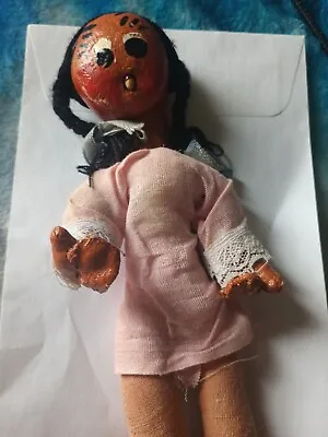 Vintage Mexican Hand Painted Oil Cloth Folklore 7” Doll • $20