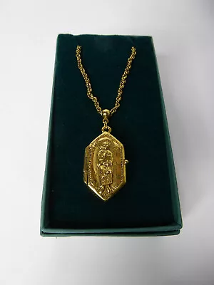 The Vatican Library Necklace Gold Tone Locket 27inch  • $19.99