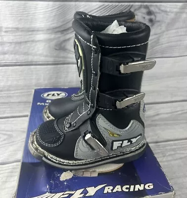 Fly Racing 805 Kids Boots Black/Gray/ Brown Motocross Motorcycle Size 12Y  NEW • $79.95