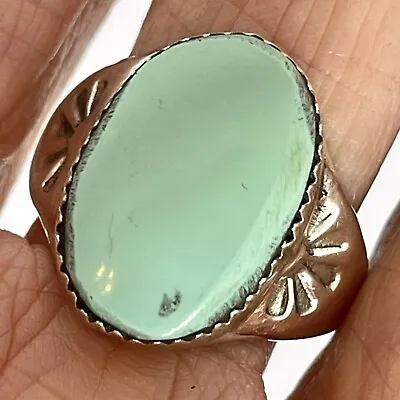 Thunder Mt Turquoise Mens Ring Navajo Sz 10 Annie Lincoln Sterling Band Native  • $79.94