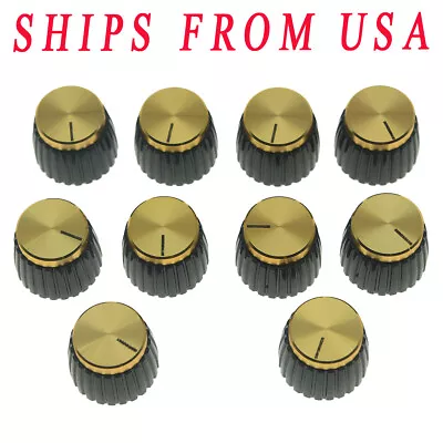 KAISH 10x Guitar AMP Amplifier Knob Black With Gold Cap Push-on Fits Marshall • $8.99