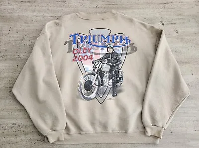 Vintage Triumph Motorcycles Oley Swap Meet Crewneck Sweatshirt Sz L 2004 PA • $34.99