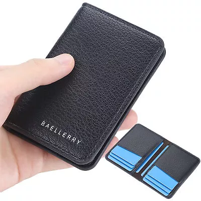 Mens Minimalist Slim Wallet Leather Credit Card Holder Bag Front Pocket Purse US • $5.92