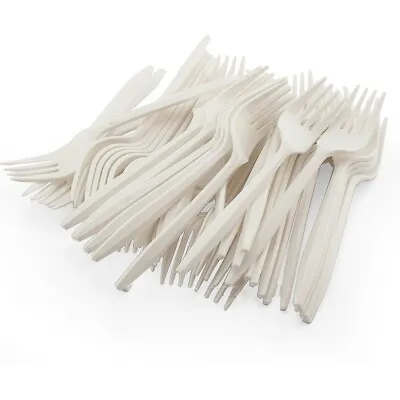 £5.99 • Buy 50,100 White Plastic Forks Strong Disposable Cutlery Birthday Wedding BBQ Party