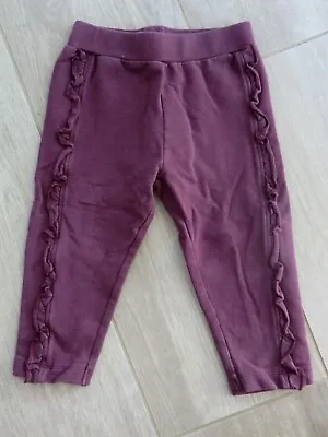 Minymo Organic Burgundy Purple Ruffled Leggings Age 12m 80 Very Good Condition • £3.99