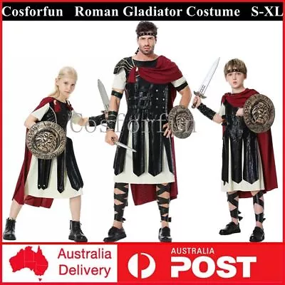 Kids Adults Roman Gladiator Costume Royal Knight Soldier Warrior Spartan Cosplay • $72