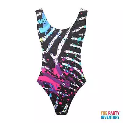 Animal Paint Pattern 80s Leotard Ladies Costume Stretch Print High Cut Womens • $39.99