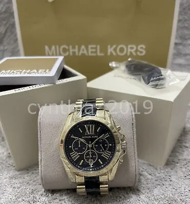 Michael Kors MK6268 Bradshaw Gold Blue Dial Chronograph Unisex 43mm Case Watch • $110