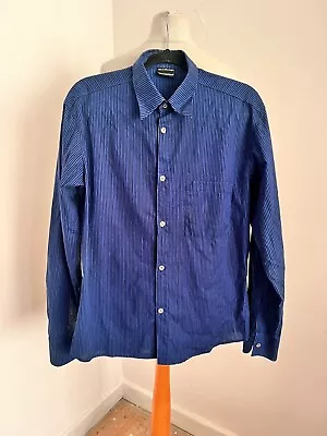 MARIMEKKO Mika Piirainen Blue Stripe Mens Long Sleeve Shirt M • £14.99